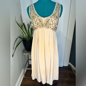 Elegant Cream Embellished Mini Dress